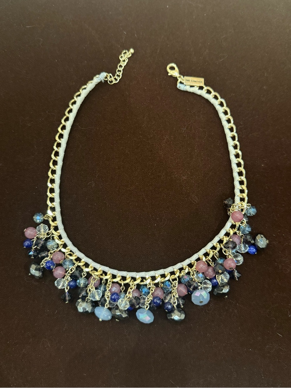 The Limited Pink & Blue Beaded Fringe Necklace
